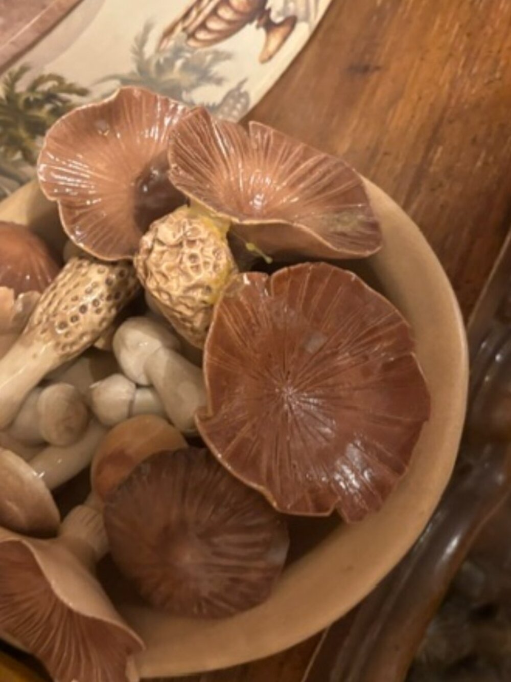Rare! Vintage Trompe L'oeil Mushroom Centerpiece